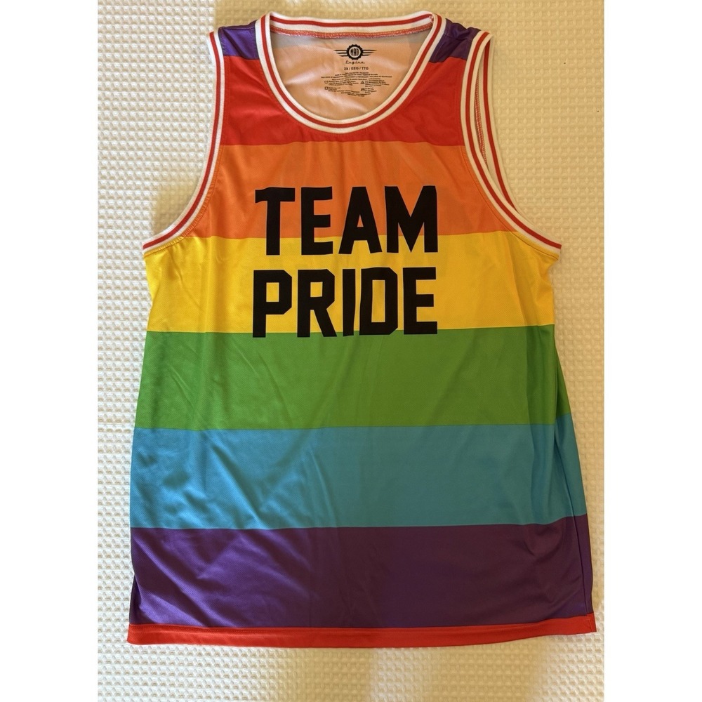 TEAM PRIDE LOVE WINS Rainbow Gender Inclusive Mad Engine Tank Top 2XL LGBTQ EUC